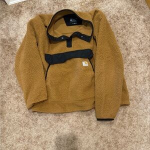 Carhartt Tan Fleece Jacket with Black Trim